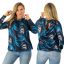Mintás,nyaknál kötős,gumis aljú felső! fekete-kék M-XL