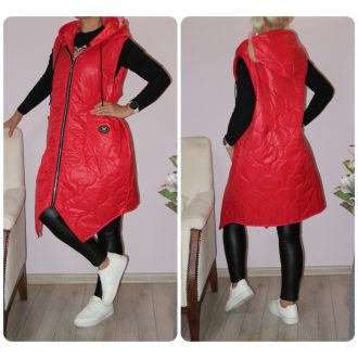   Steppelt ,strasszköves,kapucnis,zsebes mellény! piros L-XXL