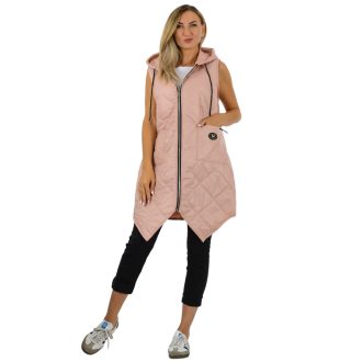   Steppelt ,strasszköves,kapucnis,zsebes mellény! púderrózsaszín XL-XXL