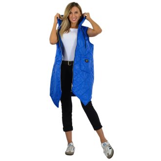   Steppelt ,strasszköves,kapucnis,zsebes mellény! királykék XL-XXL
