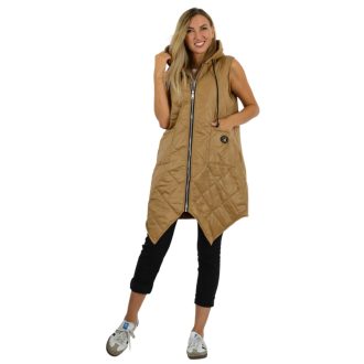   Steppelt ,strasszköves,kapucnis,zsebes mellény! sötétbézs XL-XXL