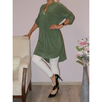 Egyszínű hátulja hosszabb ingtunika! khaki XL-3XL