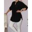 Egyszínű,roll-up ujjú ingfazonú felső ! fekete  L-XXL