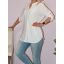 Egyszínű,roll-up ujjú ingfazonú felső ! fehér  L-XXL
