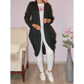 Hagyma fazonú,zsebes kardigán! fekete  L-XXL