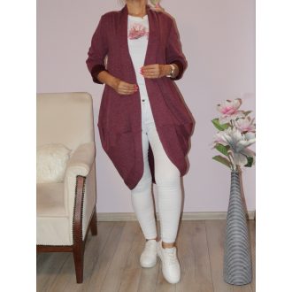 Hagyma fazonú,zsebes kardigán! bordó  L-XXL