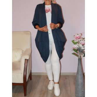 Hagyma fazonú,zsebes kardigán! farmerkék L-XXL