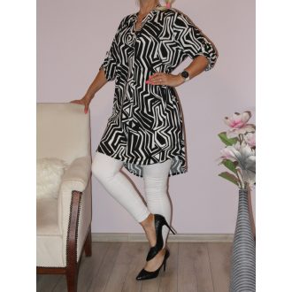 Mintás hátulja hosszabb ingtunika! fekete-fehér XL-3XL