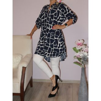   Mintás hátulja hosszabb ingtunika! sötétkék-fehér XL-3XL