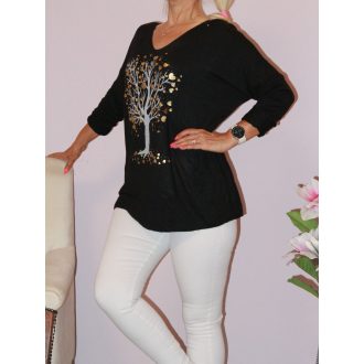 Stasszos életfás,V nyakú  felső! fekete XL-XXL