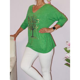 Stasszos életfás,V nyakú  felső! zöld XL-XXL