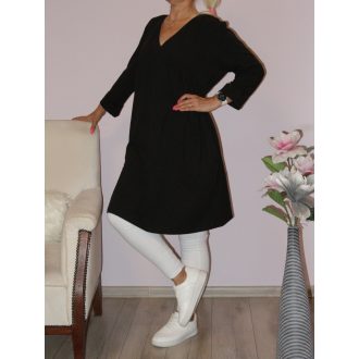V nyakú,zsebes tunika ! fekete XXL-3XL