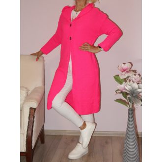 Kapucnis,gombos,kötött kardigán ! pink M-XL