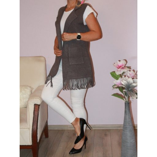 Rojtos,zsebes,likrás kötött mellény!  szürke M-XL
