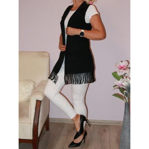 Rojtos,zsebes,likrás kötött mellény! fekete M-XL