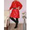 Latex anyagú,roll-up ujjú ingruha! piros !  2XL-3XL