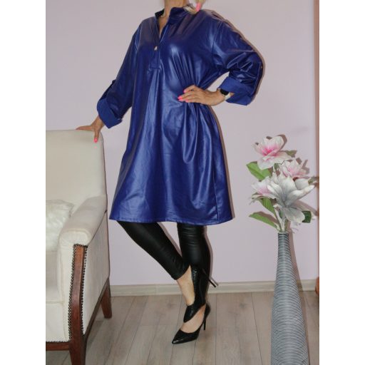 Latex anyagú,roll-up ujjú ingruha! királykék ! 2XL-3XL