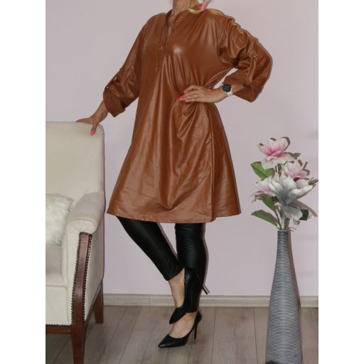 Latex anyagú,roll-up ujjú ingruha! cappuccino ! 2XL-3XL
