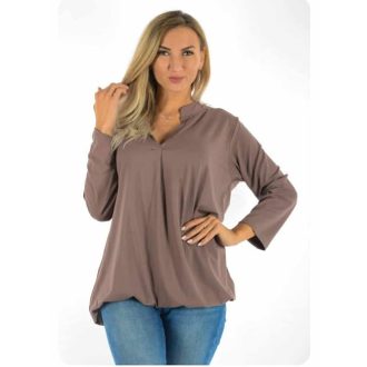Egyszínű, ingfazonú ,gumis aljú felső! cappuccino L-XXL