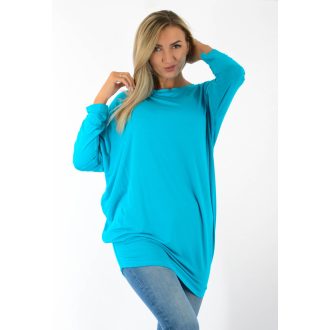 Egyszínű,aszimmetrikus lenge tunika! türkiz L-XXL