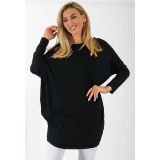 Egyszínű,aszimmetrikus lenge tunika! fekete L-XXL