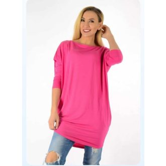 Egyszínű,aszimmetrikus lenge tunika! pink L-XXL