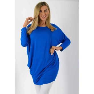 Egyszínű,aszimmetrikus lenge tunika! királykék L-XXL