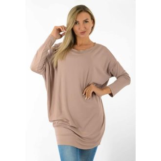 Egyszínű,aszimmetrikus lenge tunika! cappuccino L-XXL