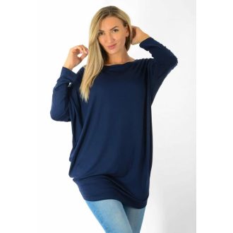 Egyszínű,aszimmetrikus lenge tunika! sötétkék L-XXL