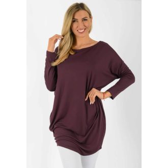 Egyszínű,aszimmetrikus lenge tunika! padlizsán L-XXL