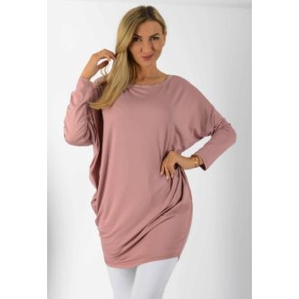   Egyszínű,aszimmetrikus lenge tunika! púderrózsaszín L-XXL