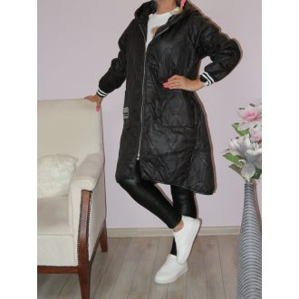   Steppelt,átmeneti ,cipzáras,zsebes,kapucnis kabát! fekete XXL-3XL