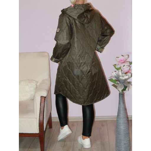Steppelt,átmeneti ,cipzáras,zsebes,kapucnis kabát! khaki XXL