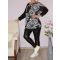 Mandala mintás,húzott nyakú,zsebes tunika! fekete-fehér  XXL-3XL