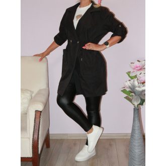 Derékban húzott,zsebes  ballon kabátka! fekete M-XL