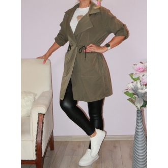 Derékban húzott,zsebes  ballon kabátka! khaki M-XL