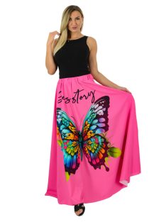 Lepkés,gumis derekú,szatén maxiszoknya! pink S-XL
