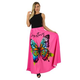 Lepkés,gumis derekú,szatén maxiszoknya! pink S-XL
