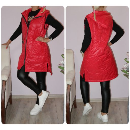 Steppelt ,kapucnis,zsebes mellény! piros L-XL