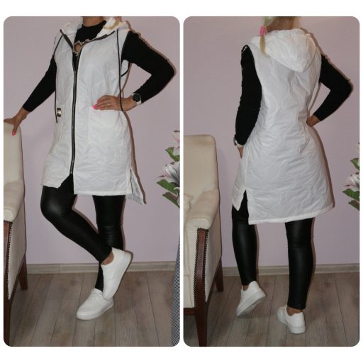 Steppelt ,kapucnis,zsebes mellény! fehér L-XL