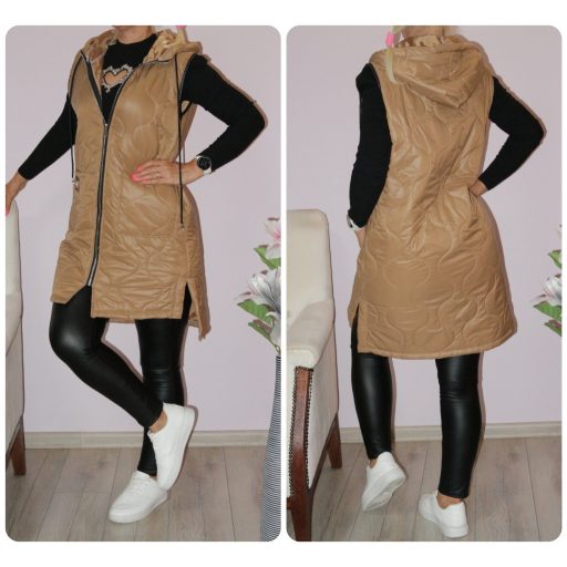 Steppelt ,kapucnis,zsebes mellény! cappuccino L-XL