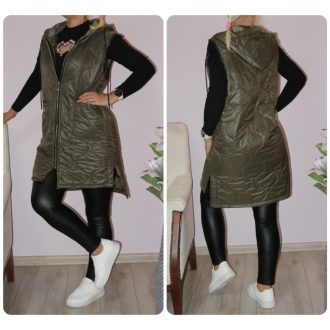 Steppelt ,kapucnis,zsebes mellény! khaki L-XL
