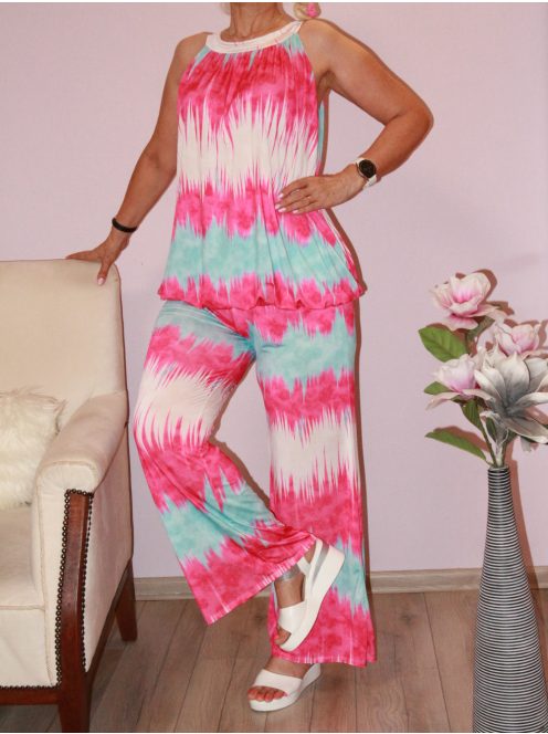 Cikk-cakk mintás bőszárú 2 részes szett! pink  M-XL
