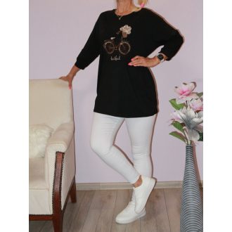 Hímzett bringás,prémium pamut tunika! fekete L-XL