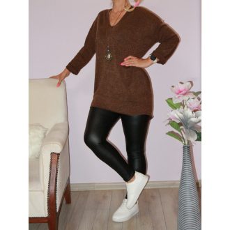 Láncos,zsebes, hátulja hosszabb tunika! csokibarna L-XL