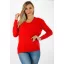 V kivágású,likrás kötött felső ! piros L-XXL