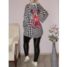 Egérkés,tyúkláb mintás,kapucnis cipzáras kardigán ! L-XXL