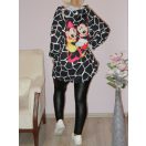 Egérkés,mintás,kapucnis cipzáras kardigán ! fekete-fehér  L-XXL