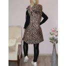 Steppelt ,leopárdos,kapucnis,zsebes ,cipzáras mellény! ekrü-bézs-fekete L-XL