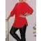 Egyszínű,roll-up ujjú ingfazonú felső ! piros L-XXL